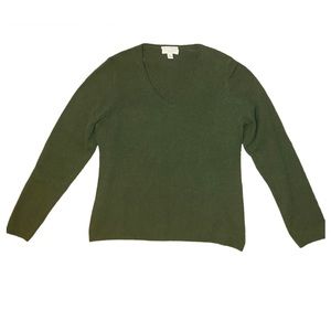 Charter Club Petite 100% Cashmere Green Sweater